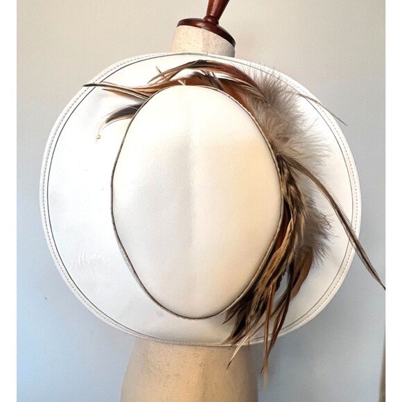 Head ’n Home Women\'s White Leather Cowboy Hat XS Bogie Feathered Braided Western main image 5